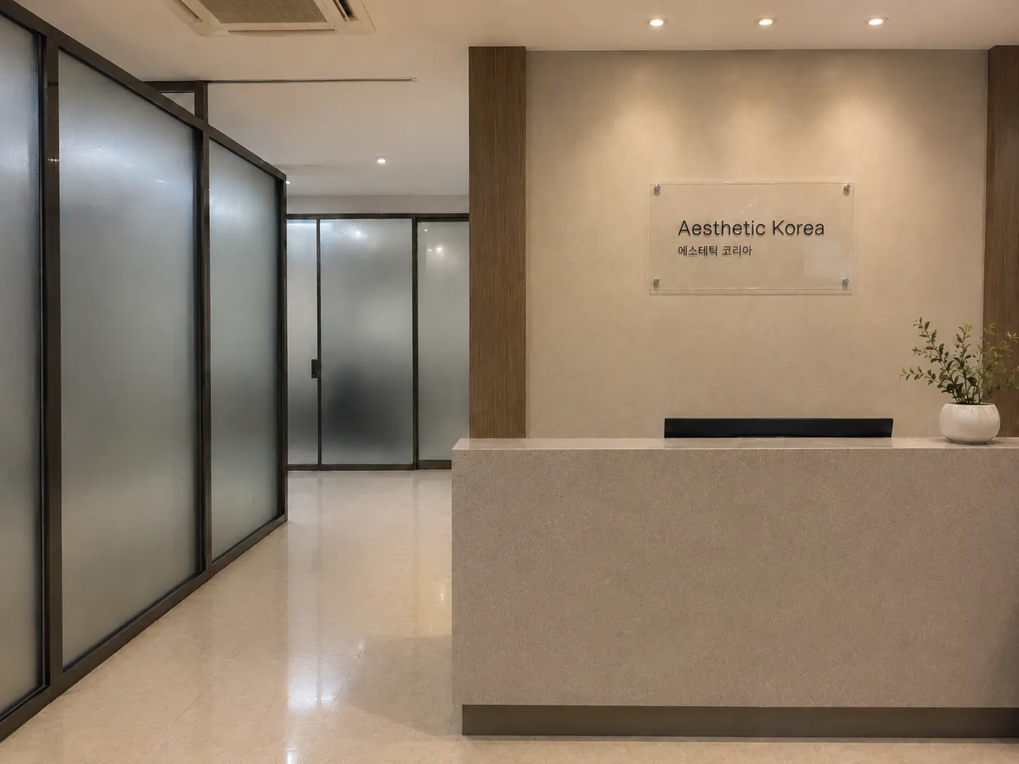 Aesthetic Korea office reception in Gangnam-gu, Seoul — Korean medical aesthetics wholesale supplier